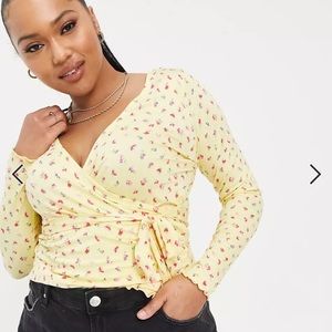 ASOS yellow wrap shirt